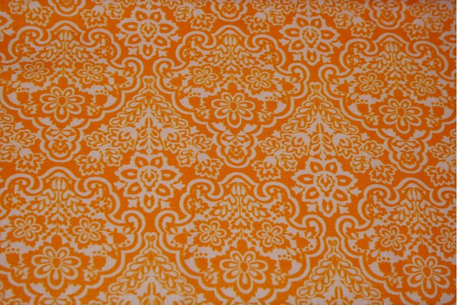 10cm Baumwolldruck HILCO Ornamente orange/rosa(Grundpreis € 15,00/m)